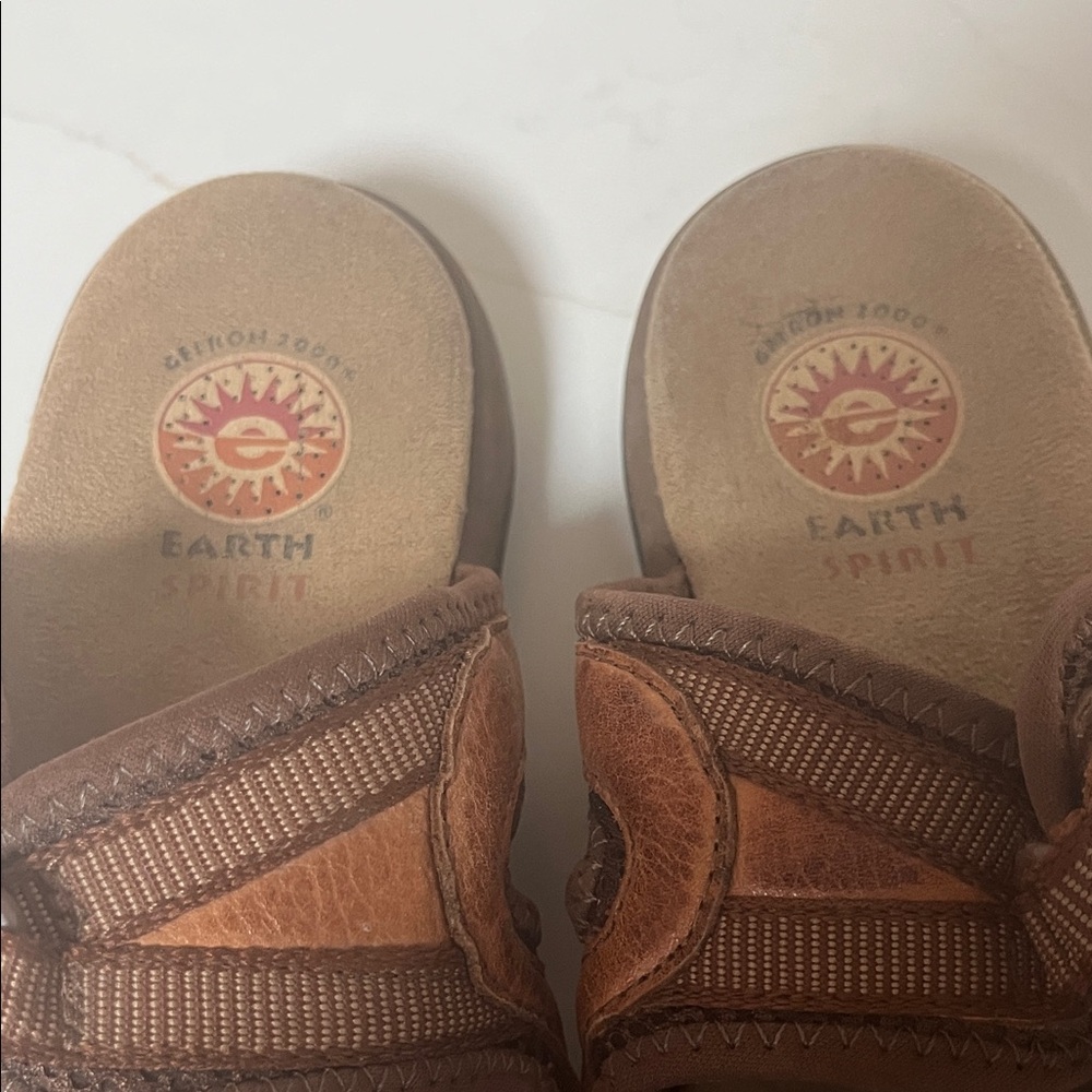 Earth Spirit Tan Leather Sandals Size 7 - Picture 2 of 11